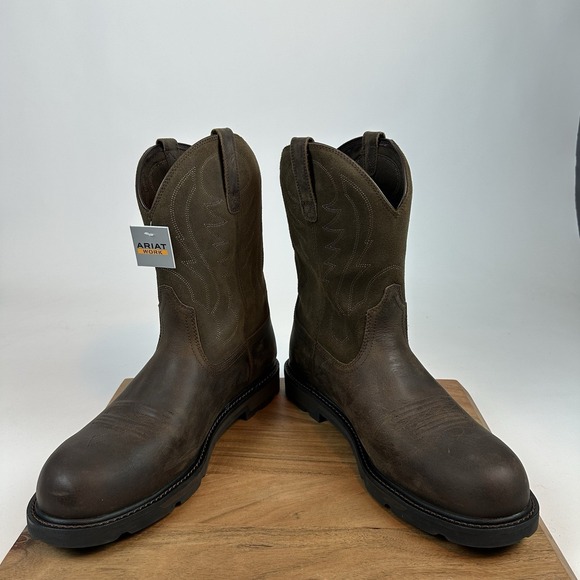 New‎ Mens Ariat Groundbreaker Leather Work Boots Steel Toe Shoes Size 14 M main image 2